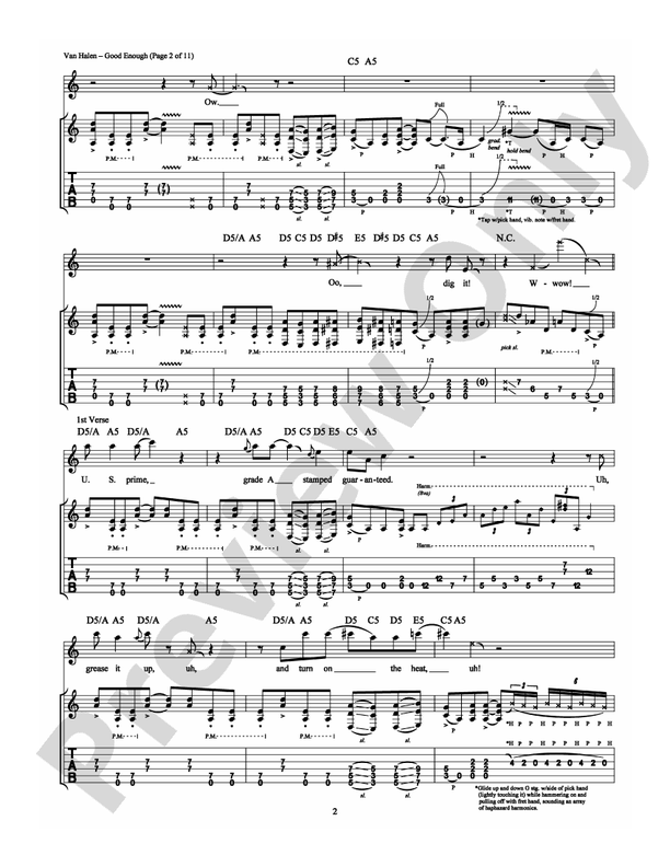 Good Enough - Van Halen - Guitar TAB (Digital Download)