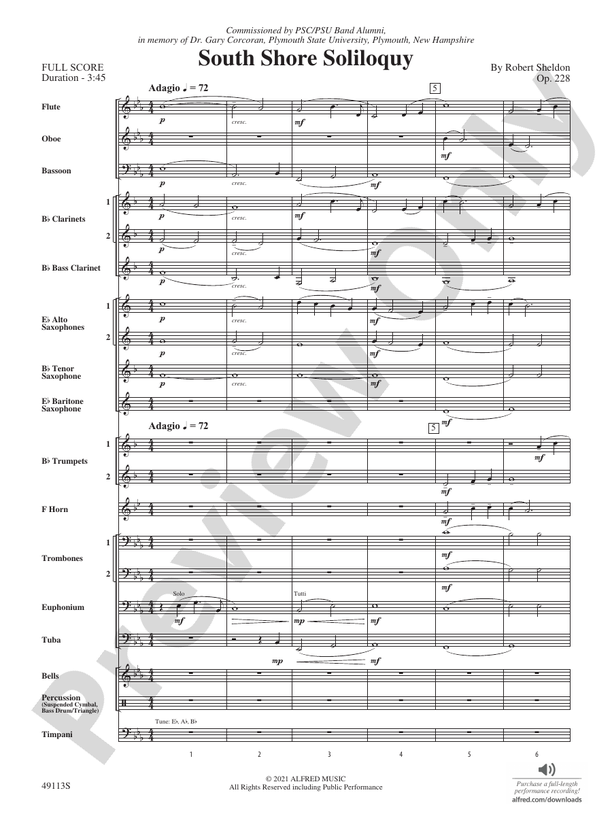 South Shore Soliloquy - Concert Band Conductor Score & Parts (Digital Download)