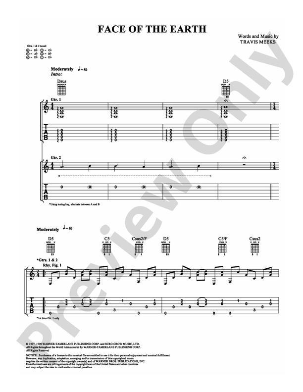 Face of the Earth - Guitar TAB (Digital Download)