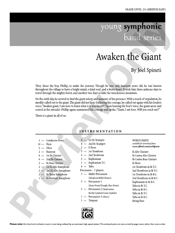 Awaken the Giant - Concert Band Conductor Score & Parts (Digital Download)