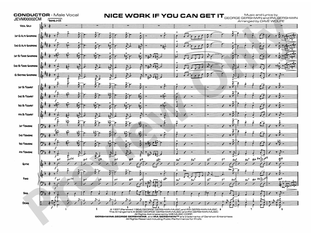 Nice Work If You Can Get It - Jazz Ensemble Conductor Score & Parts(Digital Download)