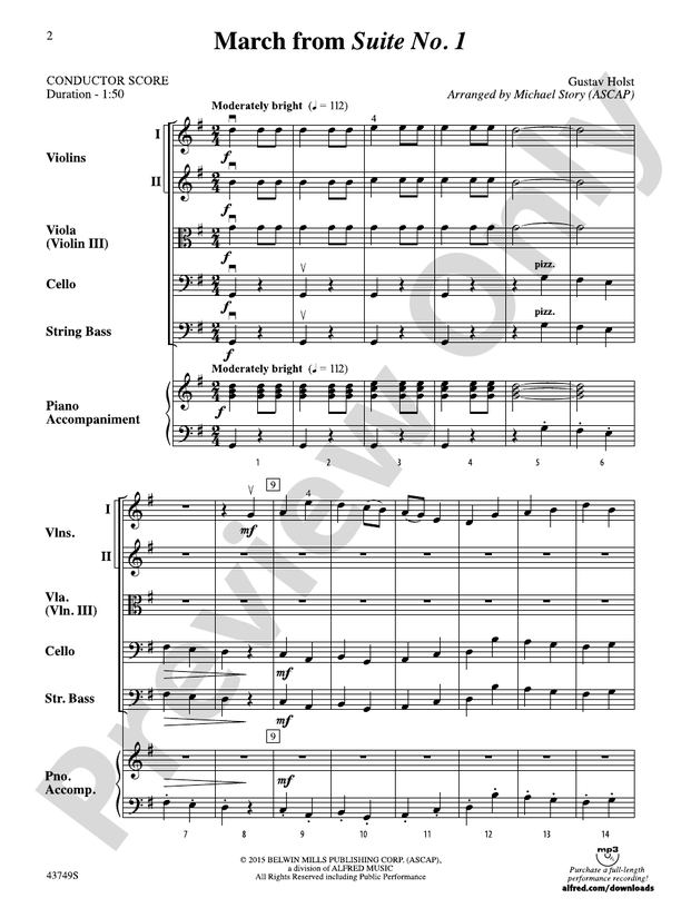 March from Suite No. 1 – String Orchestra Conductor Score & Parts (Digital Download)