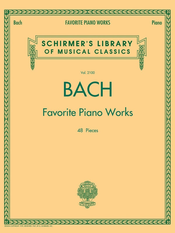 Favorite Piano Works - JS Bach - Piano Solo - Schirmer