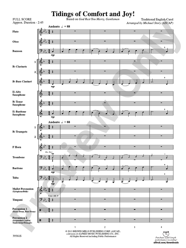 Tidings of Comfort and Joy! - Concert Band Conductor Score & Parts (Digital Download)