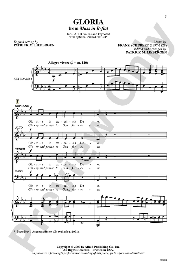 Gloria (from Mass in B-flat) – SATB Choral Octavo (Digital Download)