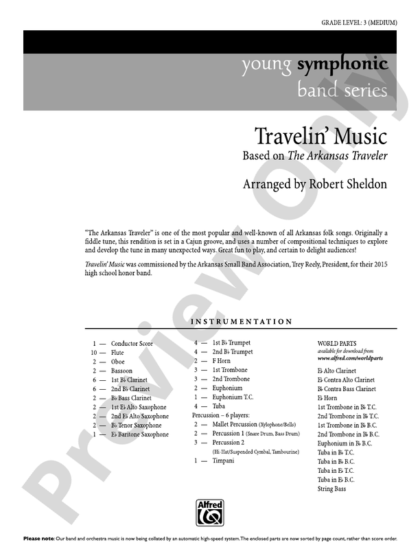 Travelin' Music - Concert Band Conductor Score & Parts (Digital Download)