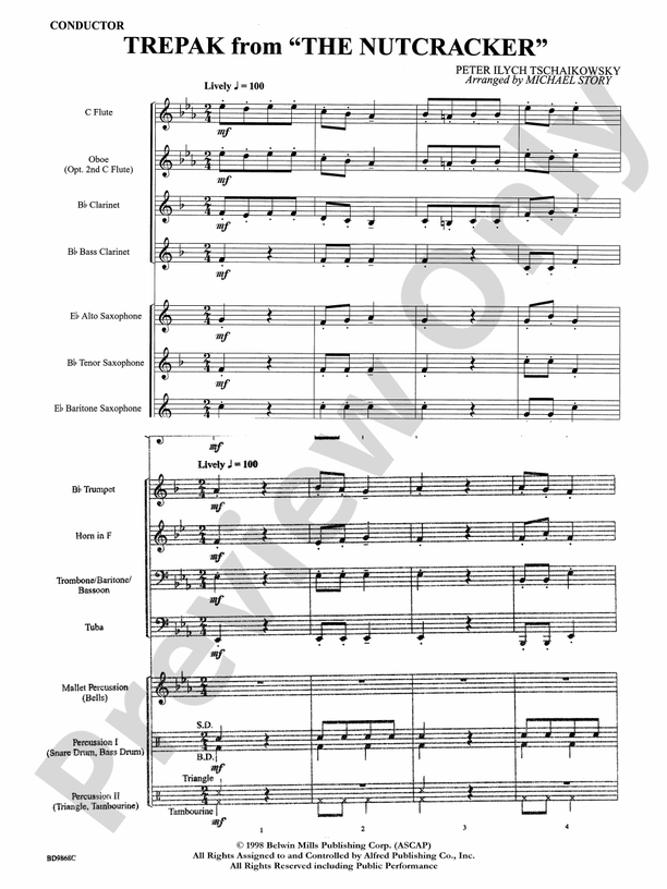 Trepak from The Nutcracker - Concert Band Conductor Score & Parts (Digital Download)