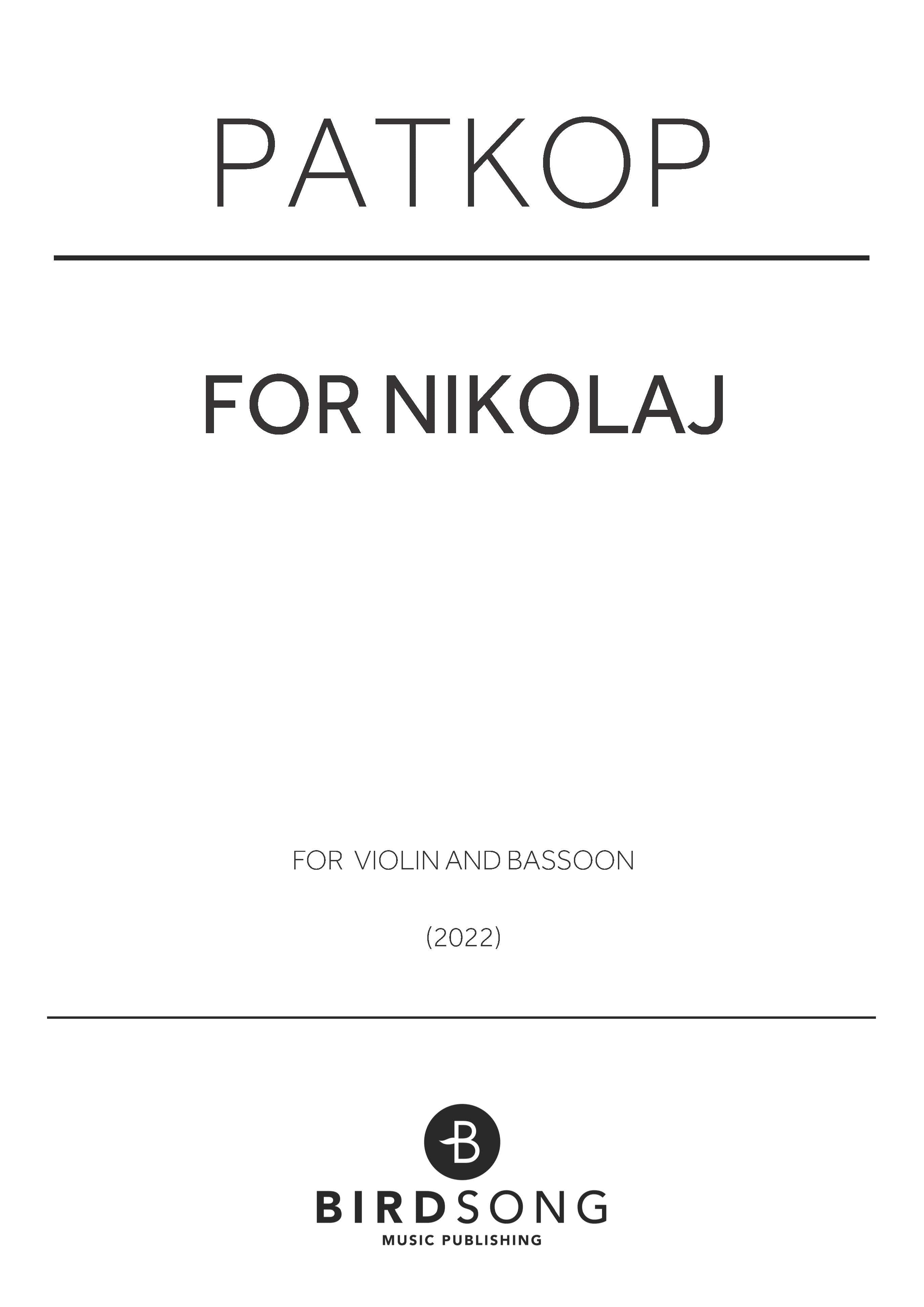 for Nikolaj - Violin, Bassoon Duet (Digital Download)