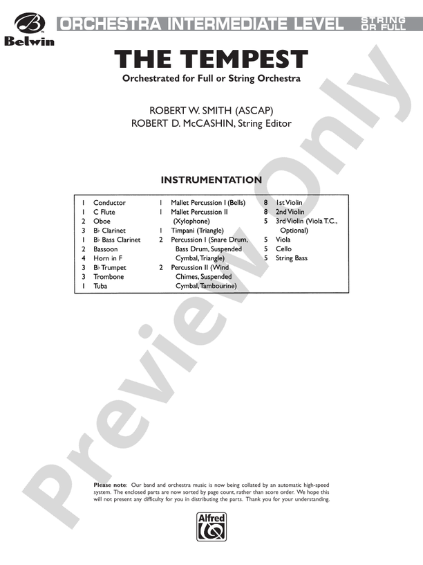The Tempest – Full Orchestra Conductor Score & Parts (Digital Download)