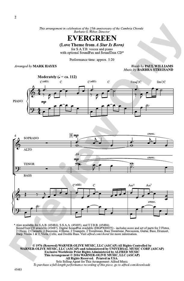 Evergreen – SATB Choral Octavo (Digital Download)