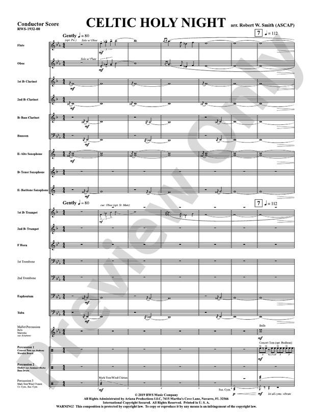 Celtic Holy Night - Concert Band Conductor Score & Parts (Digital Download)