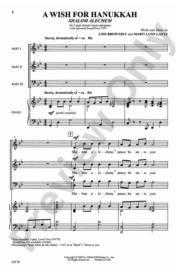 A Wish for Hanukkah (Shalom Alechem) - 3-Part Mixed Choral Octavo (Digital Download)