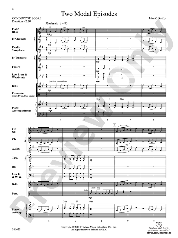 Two Modal Episodes - Concert Band Conductor Score & Parts (Digital Download)