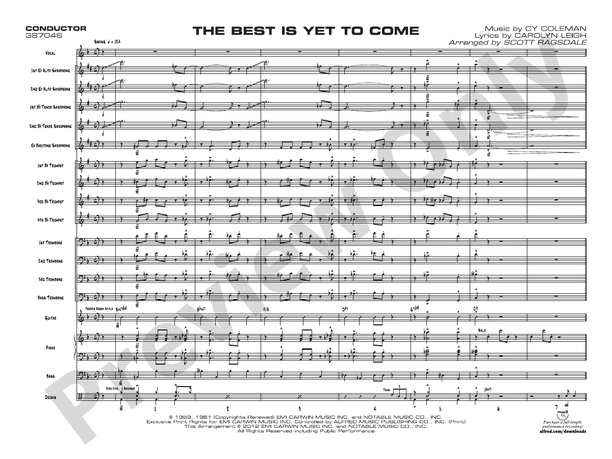 The Best Is Yet to Come - Jazz Ensemble Conductor Score & Parts(Digital Download)