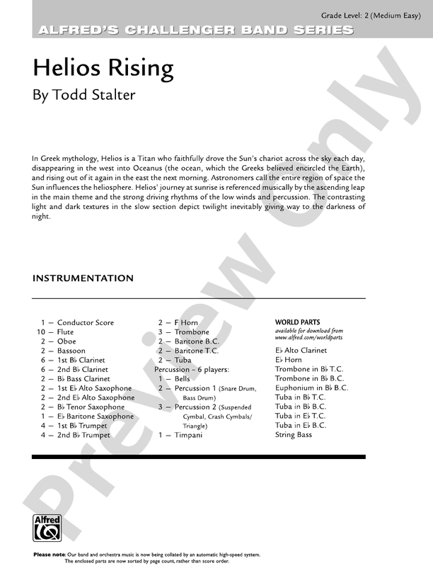 Helios Rising - Concert Band Conductor Score & Parts (Digital Download)