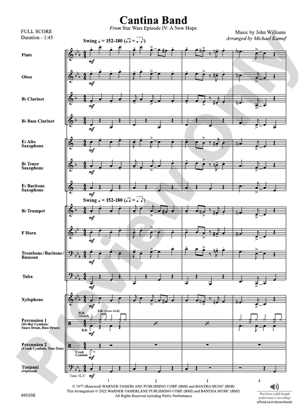 Cantina Band - Concert Band Conductor Score & Parts (Digital Download)