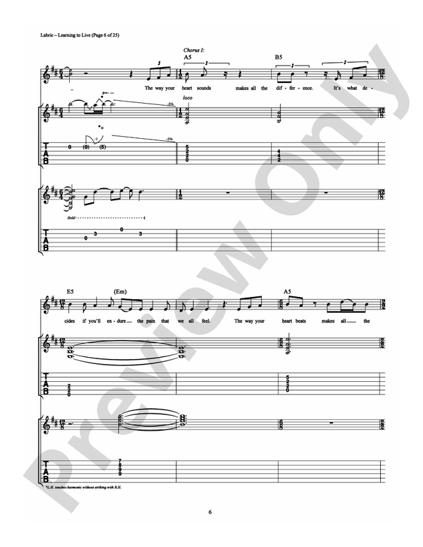 Learning to Live - Guitar TAB (Digital Download)