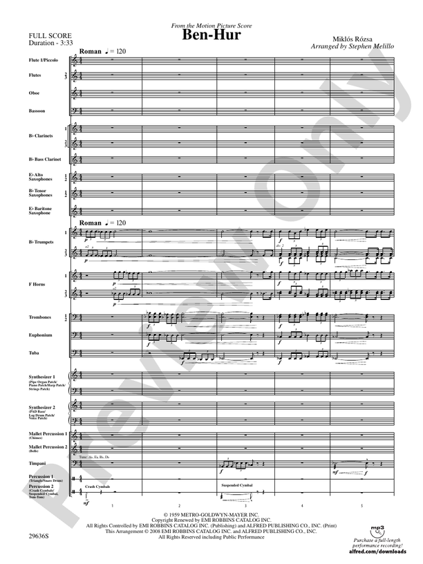 Ben-Hur - Concert Band Conductor Score & Parts (Digital Download)