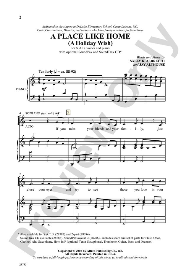 A Place Like Home (A Holiday Wish) - SAB Choral Octavo (Digital Download)