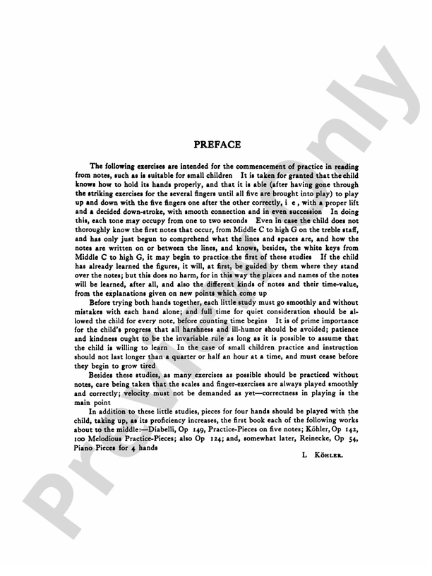 Kohler - The Very Easiest Studies, Op. 190 - Piano Solo (Digital Download)