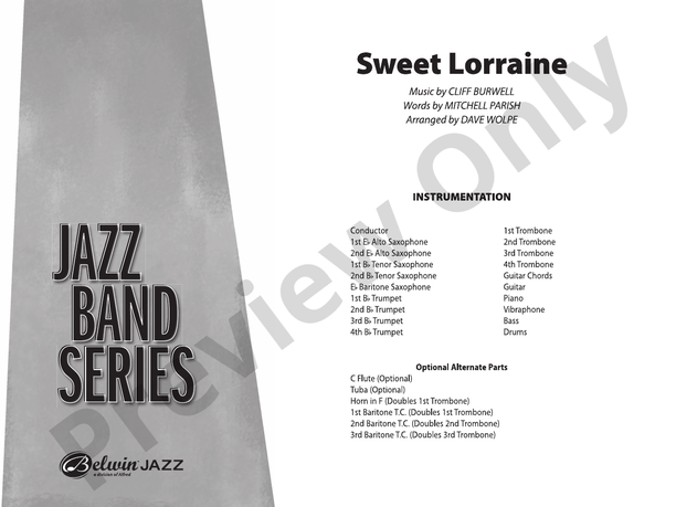 Sweet Lorraine – Jazz Ensemble Conductor Score & Parts (Digital Download)