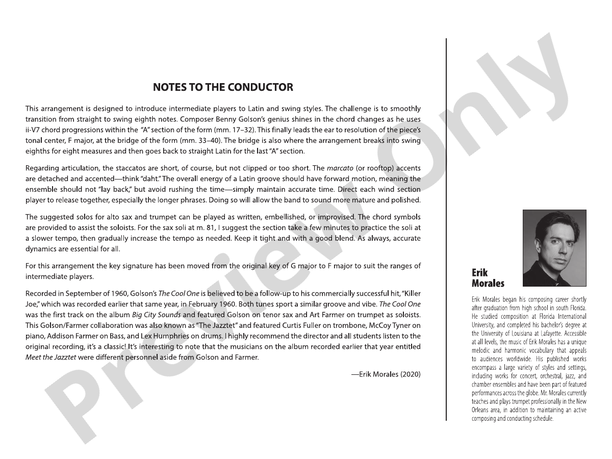 The Cool One – Jazz Ensemble Conductor Score & Parts (Digital Download)
