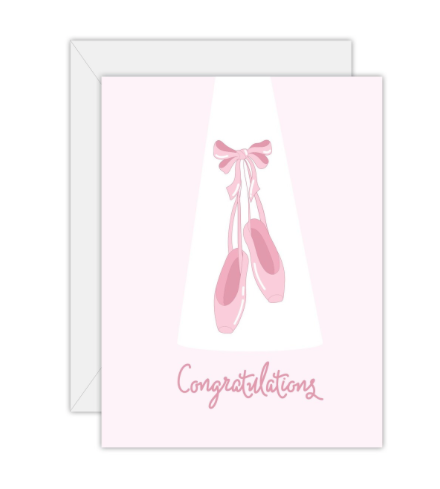 Greeting Card - Congratulations Pink Ballet Shoes