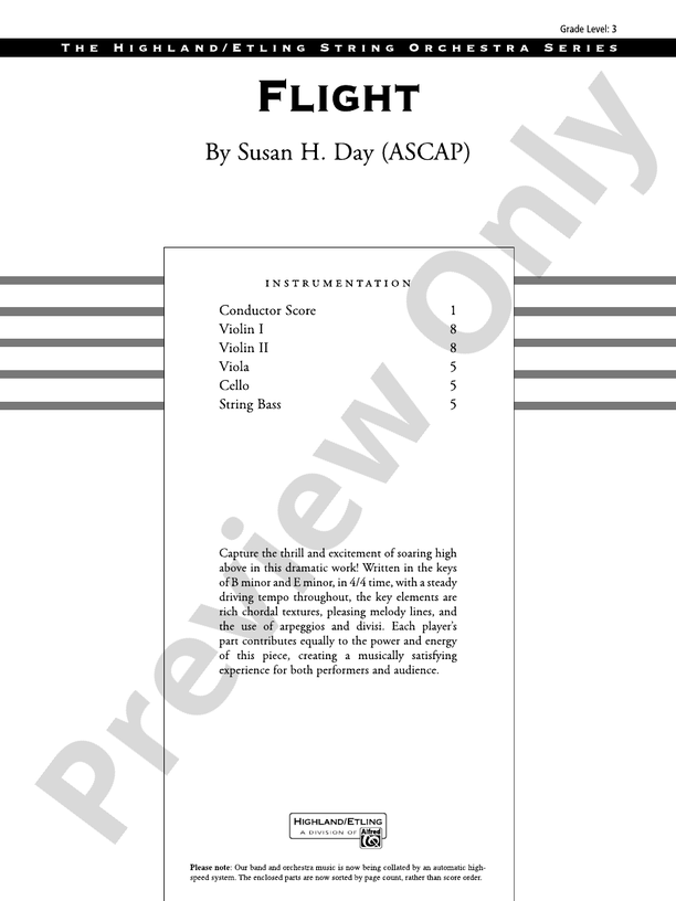 Flight – String Orchestra Conductor Score & Parts (Digital Download)