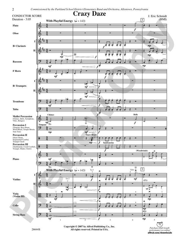 Crazy Daze – Full Orchestra Conductor Score & Parts (Digital Download)