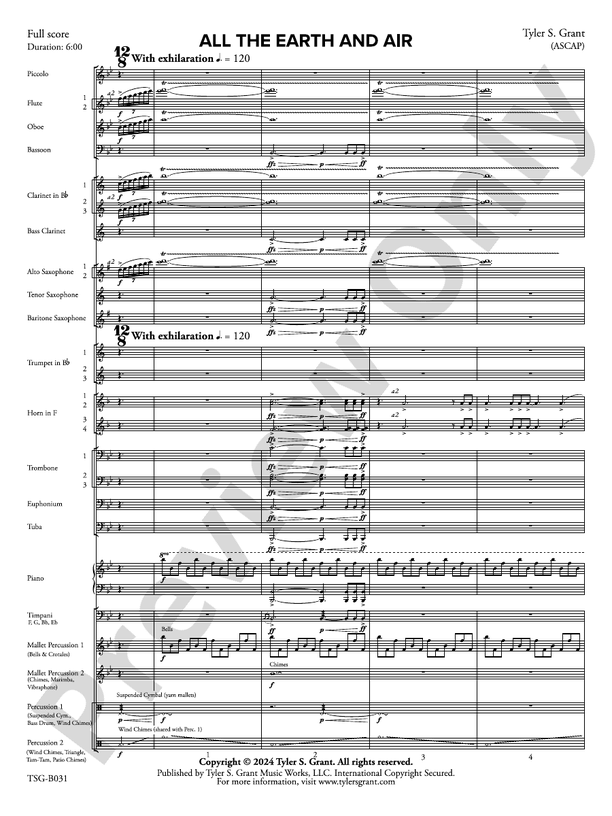All the Earth and Air – Concert Band Conductor Score & Parts (Digital Download)