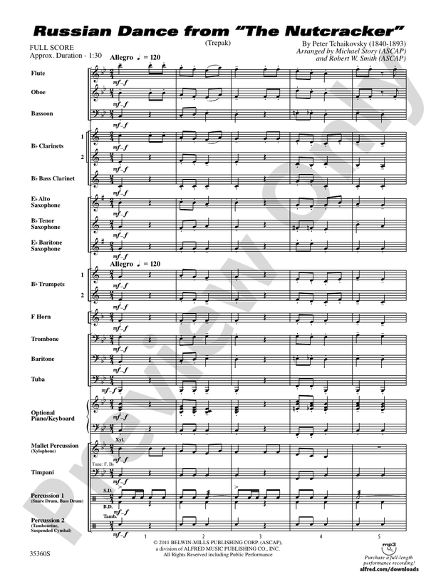 Russian Dance from The Nutcracker - Concert Band Conductor Score & Parts (Digital Download)
