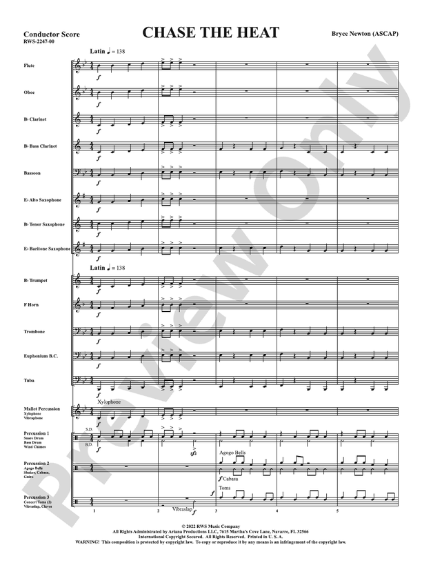 Chase the Heat - Concert Band Conductor Score & Parts(Digital Download)