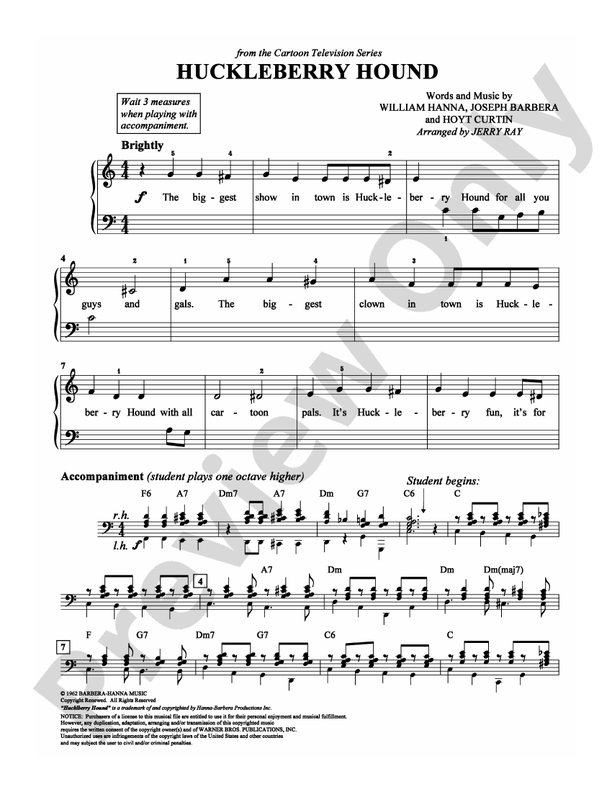 Huckleberry Hound - Arr. Jerry Ray - Easy Piano (Digital Download)