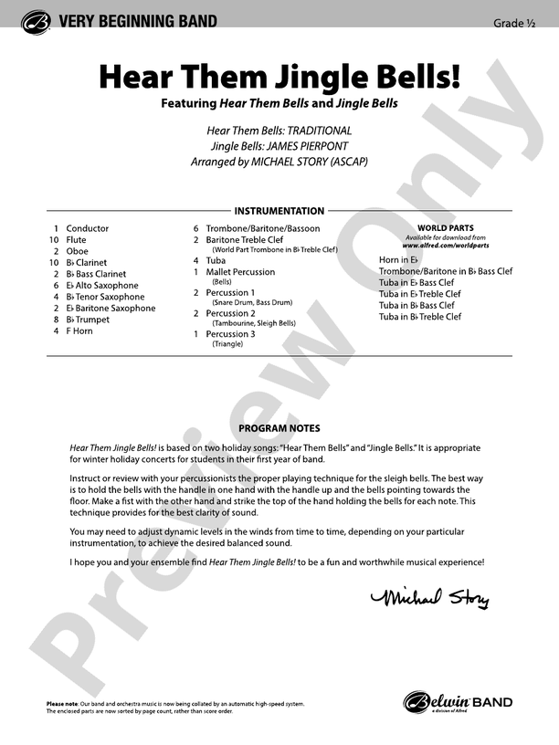 Hear Them Jingle Bells! - Concert Band Conductor Score & Parts (Digital Download)