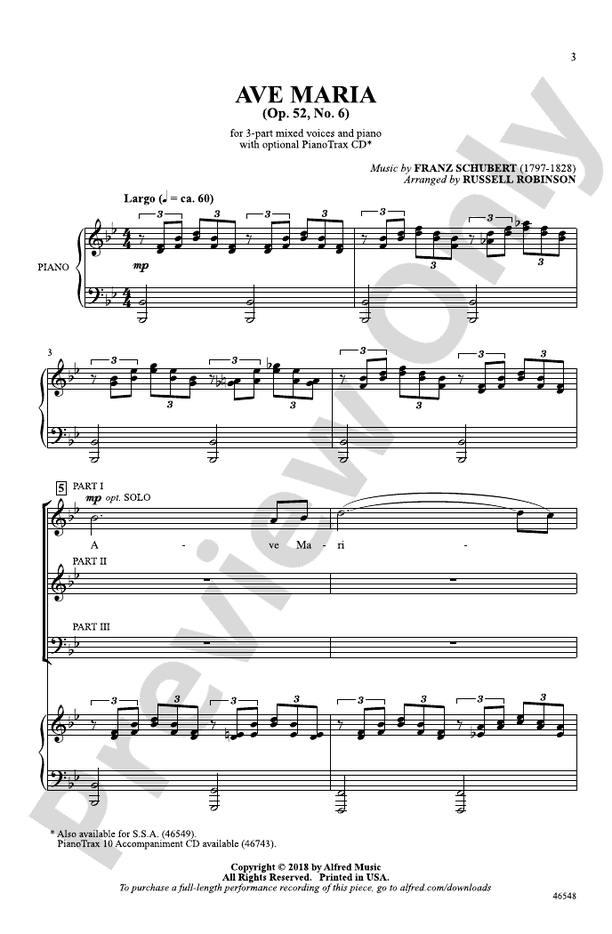 Ave Maria – 3-Part Mixed Choral Octavo (Digital Download)