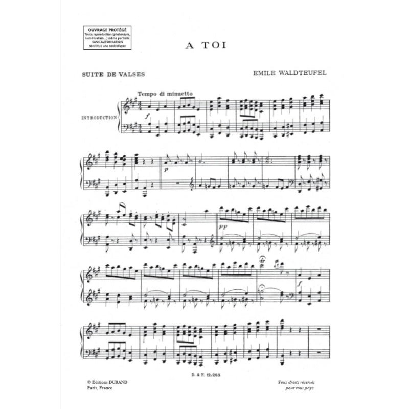 10 Valses Celebres for Piano Volume 1 - Waldteufel - Durand Edition