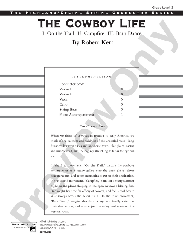 The Cowboy Life – String Orchestra Conductor Score & Parts (Digital Download)