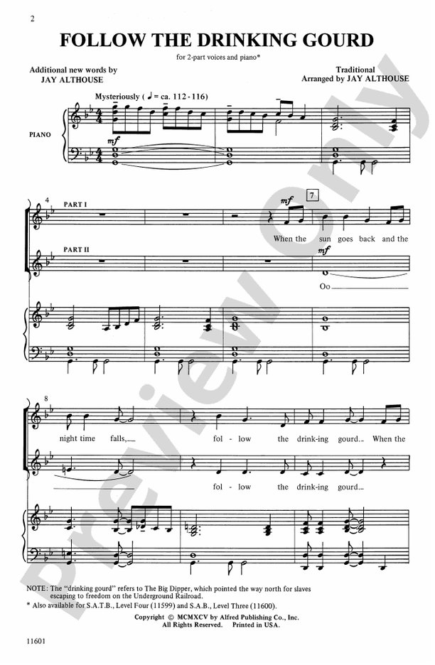 Follow the Drinking Gourd – 2-Part Choral Octavo (Digital Download)