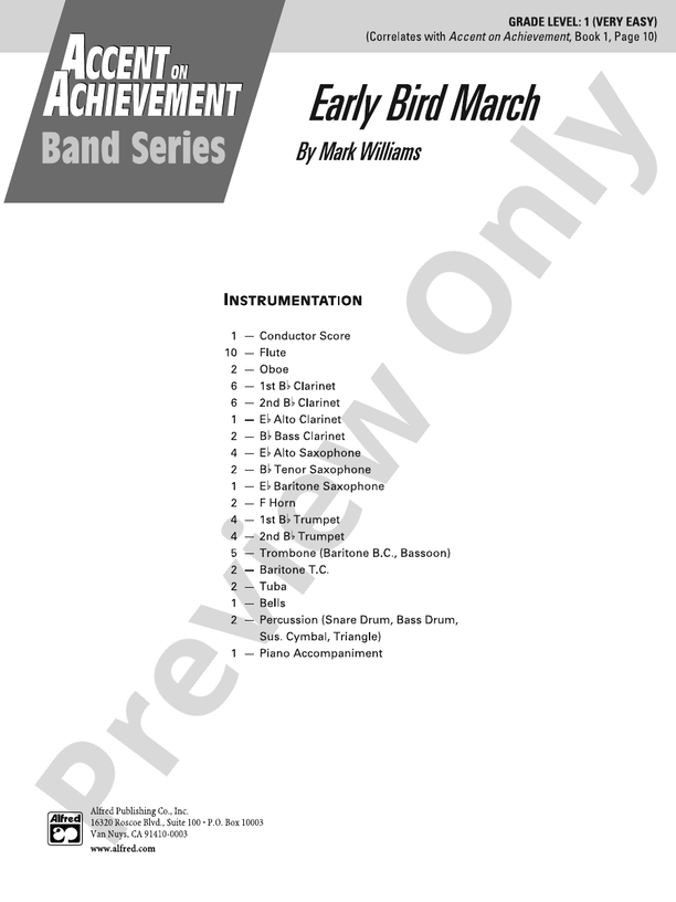 Early Bird March - Concert Band Conductor Score & Parts (Digital Download)