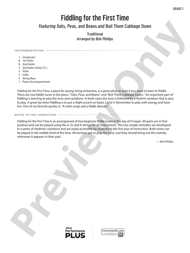 Fiddling for the First Time - String Orchestra Conductor Score & Parts (Digital Download)