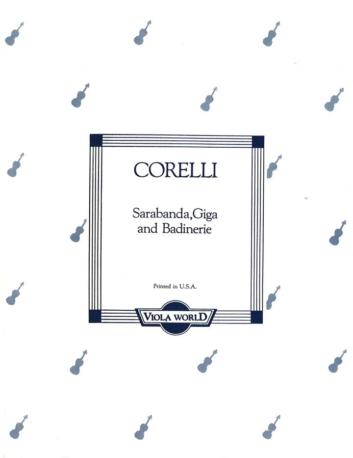 Corelli - Sarabande, Giga & Badinerie - Viola/Piano Accompaniment arranged by Arnold Viola World VWP000009
