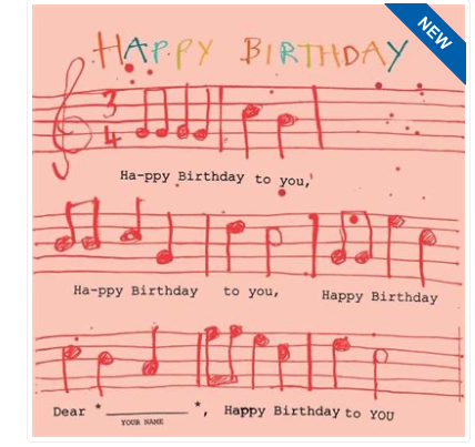 Greeting Card - Happy Birthday to You Song with Handwritten Music Notes