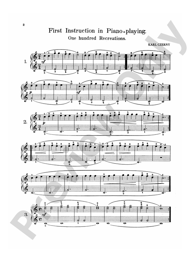 Bach - One-Hundred Recreations, First Instruction in Piano Playing - Piano Solo (Digital Download)