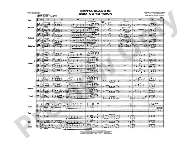 Santa Claus Is Coming to Town - Jazz Ensemble Conductor Score & Parts(Digital Download)