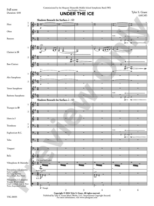 Under the Ice – Concert Band Conductor Score & Parts (Digital Download)