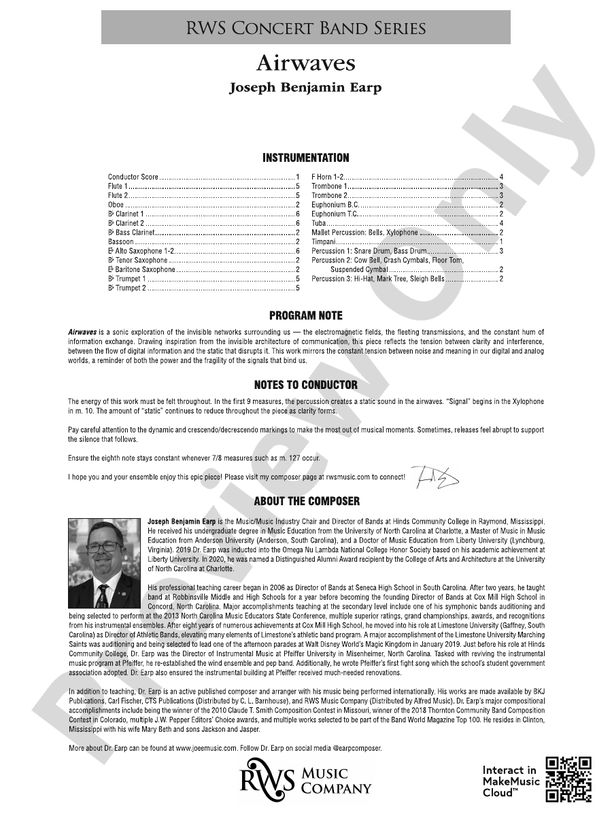 Airwaves - Concert Band Conductor Score & Parts(Digital Download)