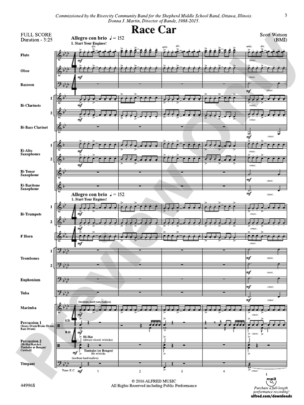 Race Car - Concert Band Conductor Score & Parts (Digital Download)