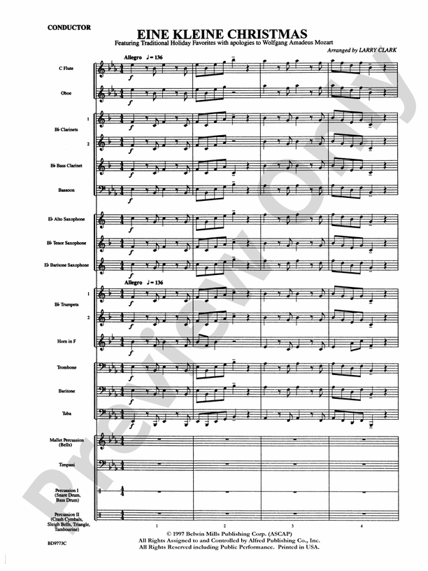 Eine Kleine Christmas (featuring Traditional Holiday Favorites (with apologies to Wolfgang Amadeus Mozart)) - Concert Band Conductor Score & Parts (Digital Download)