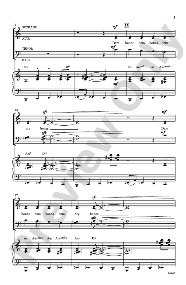 Dry Bones - Fettke/Grassi – SATB Choral Octavo (Digital Download)