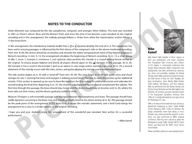 Stolen Moments – Jazz Ensemble Conductor Score & Parts (Digital Download)